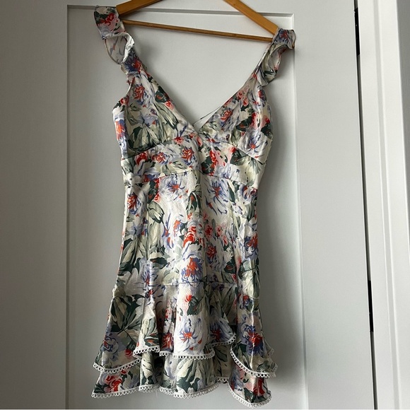 La Maison Talulah Mist Silk Floral Mini Dress S - Picture 3 of 4